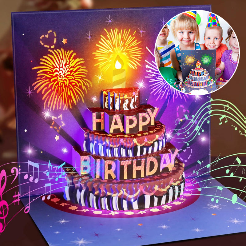 Tarjeta de cumpleaños pop-up con luz y sonido