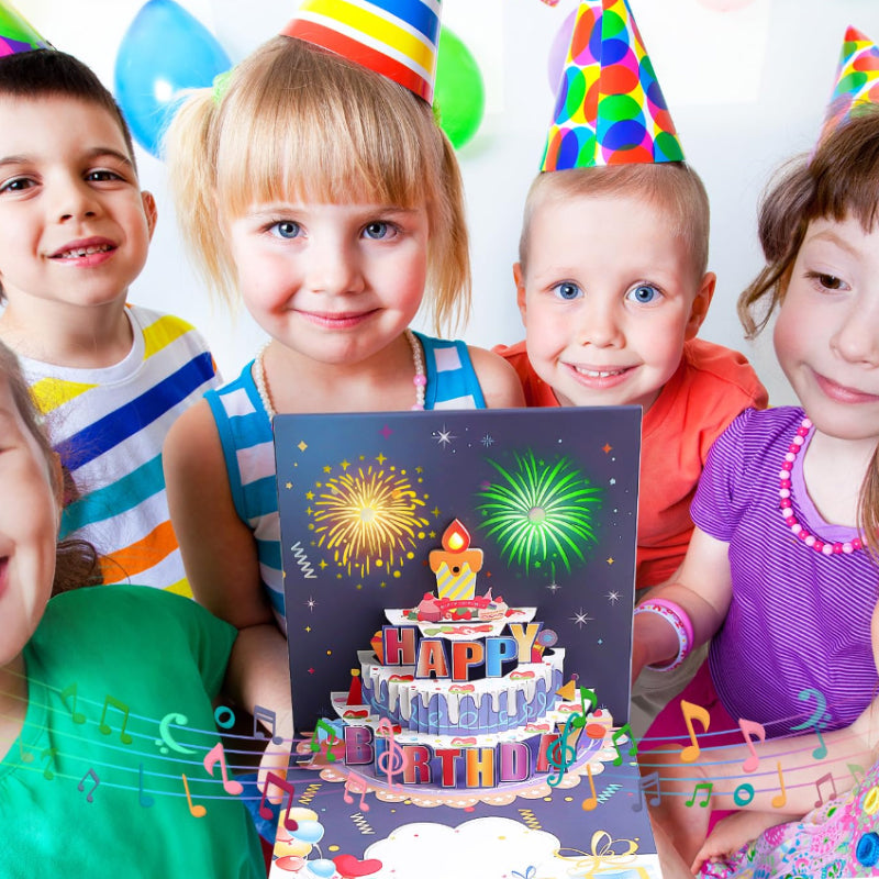 Tarjeta de cumpleaños pop-up con luz y sonido