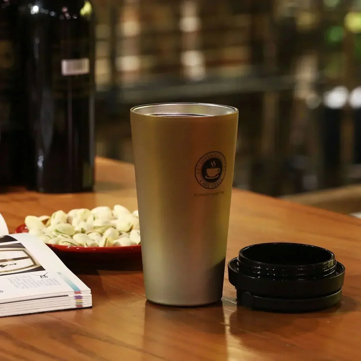 Taza térmica de acero inoxidable 500 ml con tapa deslizante