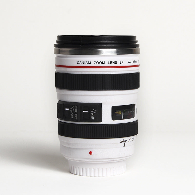 Taza térmica con diseño de objetivo de cámara
