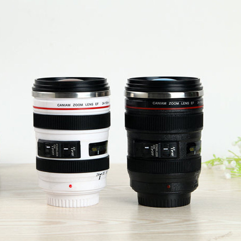 Taza térmica con diseño de objetivo de cámara