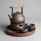 TEAGLOW – Tetera de cerámica con calentador para un servicio acogedor