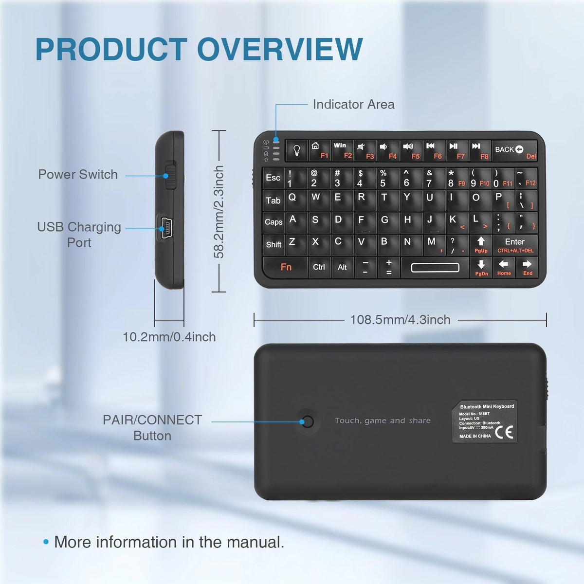Teclado inalámbrico 2 en 1 Air Keyboard