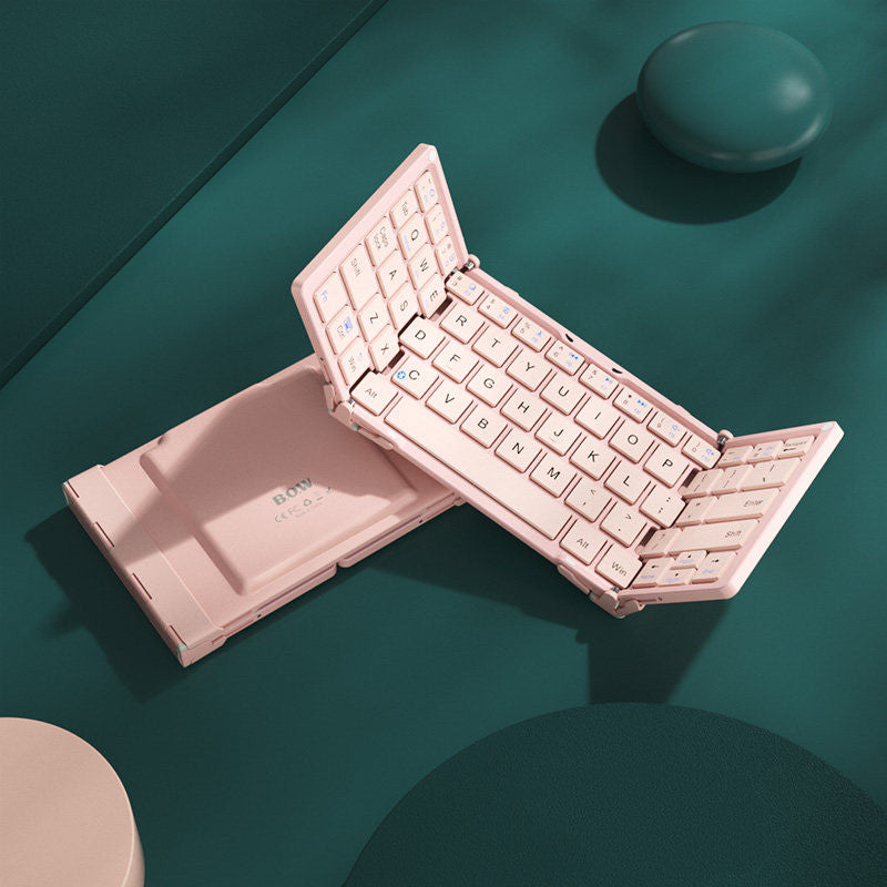 Teclado inalámbrico plegable recargable con funda de piel para tablet y portátil Android, Windows e iOS