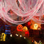 Tela de telaraña para Halloween, tela rasgada terrorífica para colgar en interior y jardín, negra o blanca manchada de s