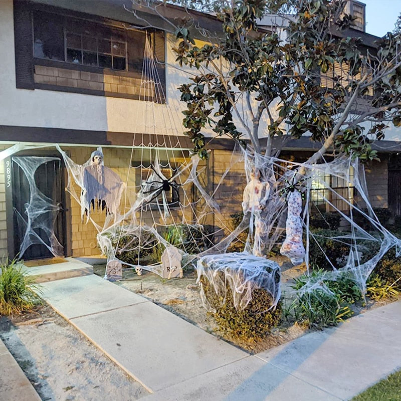 Telaraña artificial elástica para decoración de Halloween