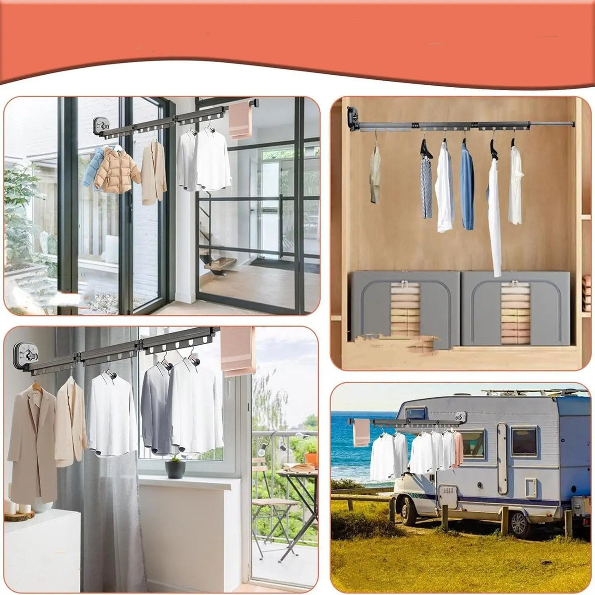 Tendedero plegable de pared con ventosas