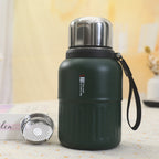 Termo con taza integrada y correa de transporte
