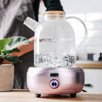 Tetera de vidrio borosilicato transparente resistente al calor
