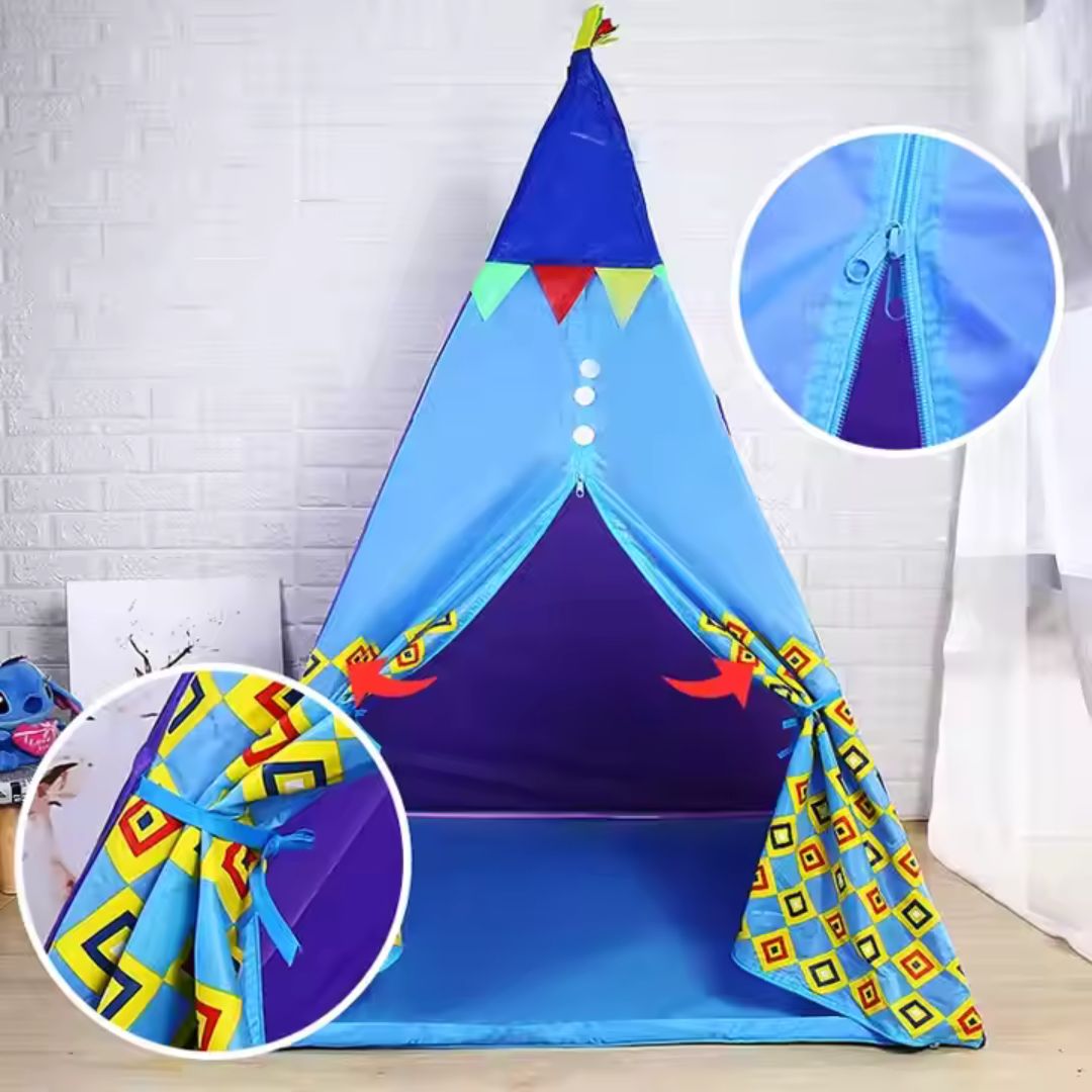 Tienda de campaña infantil de colores para juego creativo en interiores