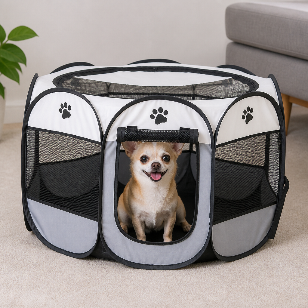 Tienda de campaña plegable de malla para mascotas (puertas con cremallera)
