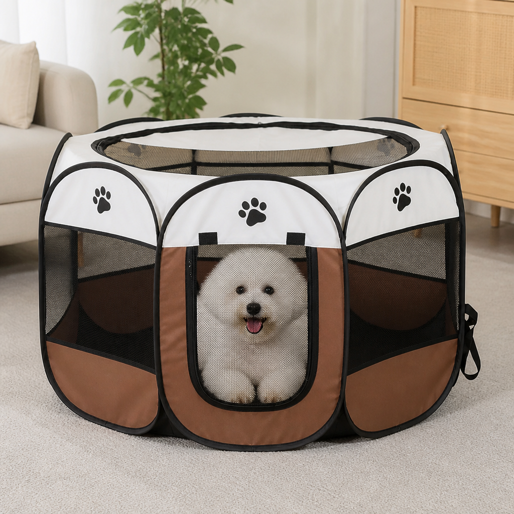 Tienda de campaña plegable de malla para mascotas (puertas con cremallera)