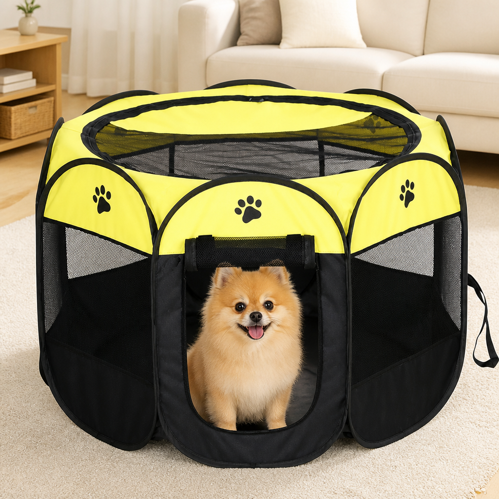 Tienda de campaña plegable de malla para mascotas (puertas con cremallera)