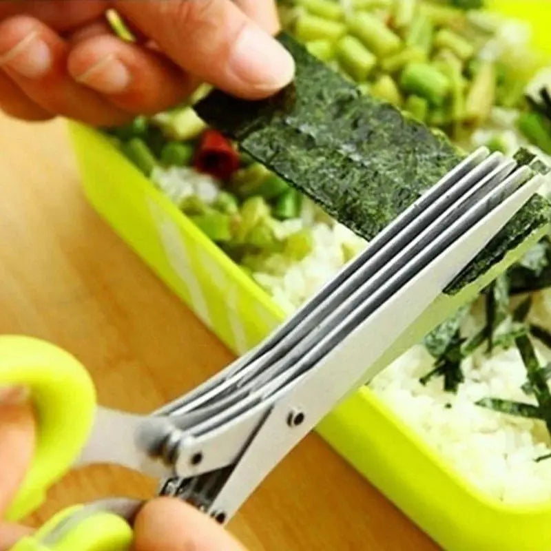 Tijeras de cocina con 5 hojas para hierbas aromáticas