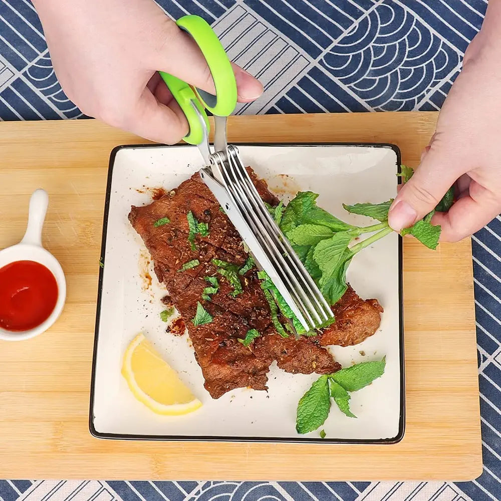 Tijeras de cocina con 5 hojas para hierbas aromáticas