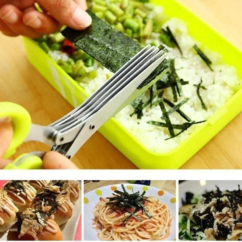 Tijeras de cocina con 5 hojas para hierbas aromáticas