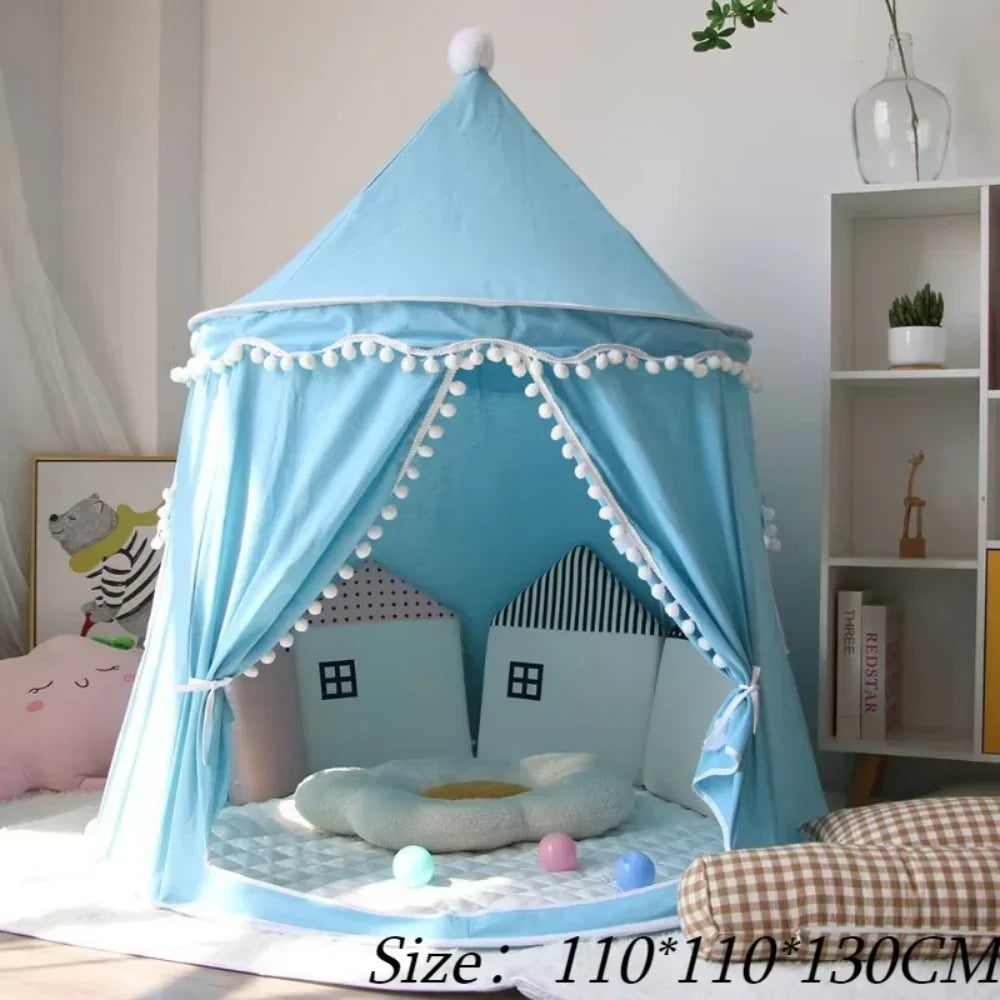 Tipi de juego de lona para niños, 100 % algodón, postes de pino, espacioso