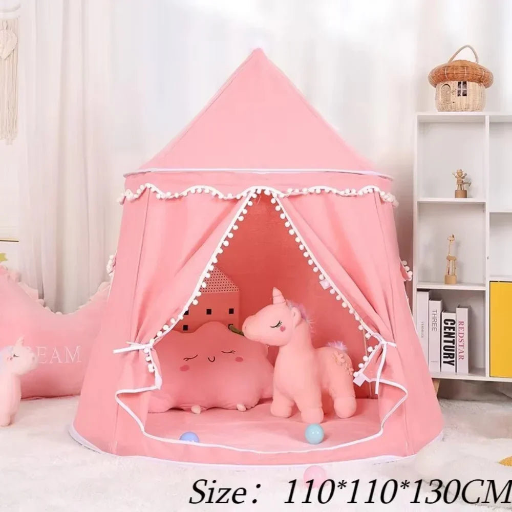 Tipi de juego de lona para niños, 100 % algodón, postes de pino, espacioso