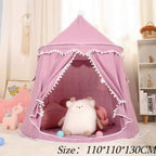 Tipi de juego de lona para niños, 100 % algodón, postes de pino, espacioso