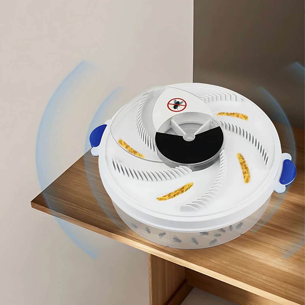 Trampa eléctrica para moscas de plástico, 23 × 7,6 cm | Batería recargable USB, 10 horas de autonomía | Sin químicos, si