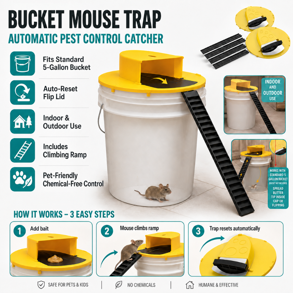 Trampa para ratones automática de cubo para control de plagas