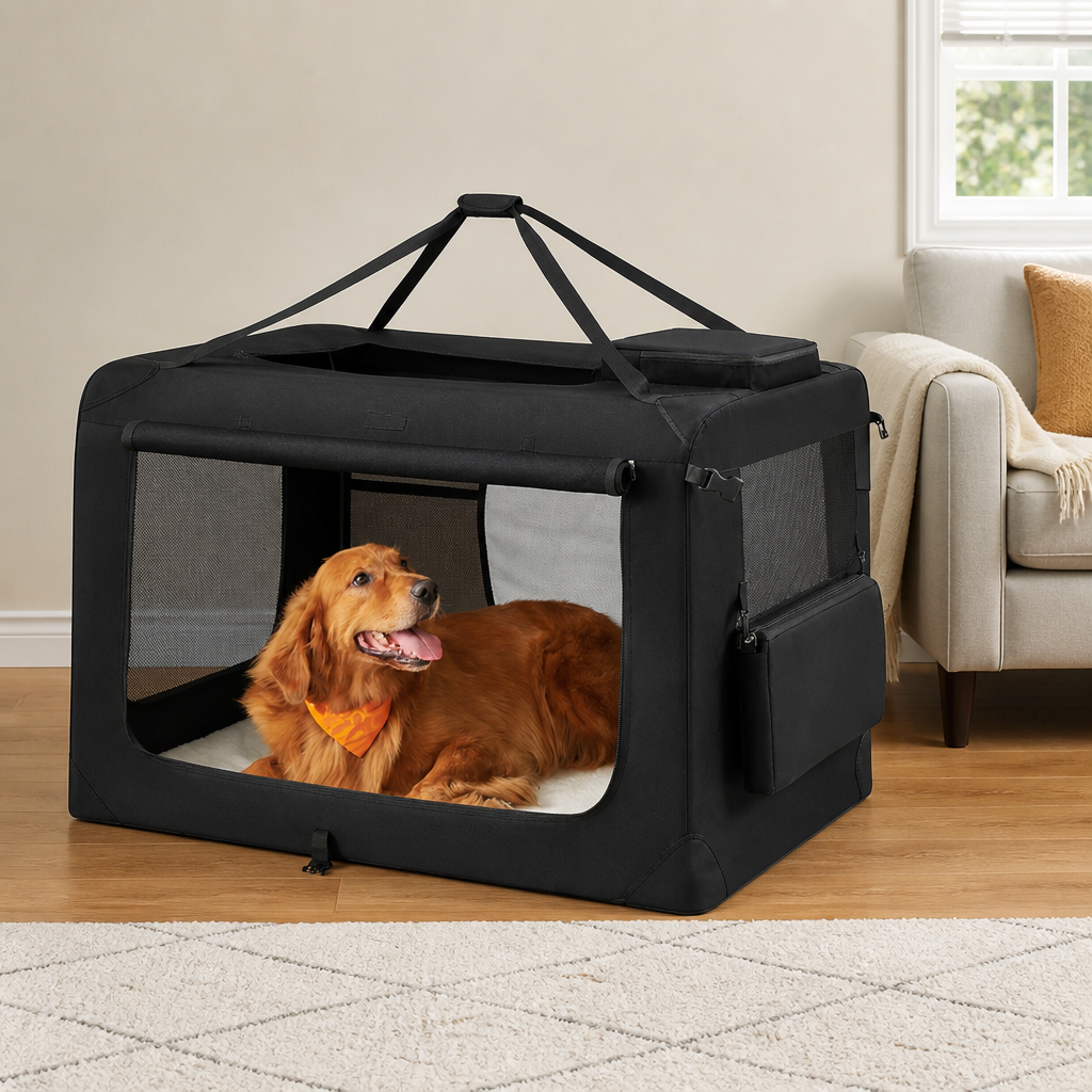 Transportín plegable para perros con estructura de acero (esterilla extraíble)
