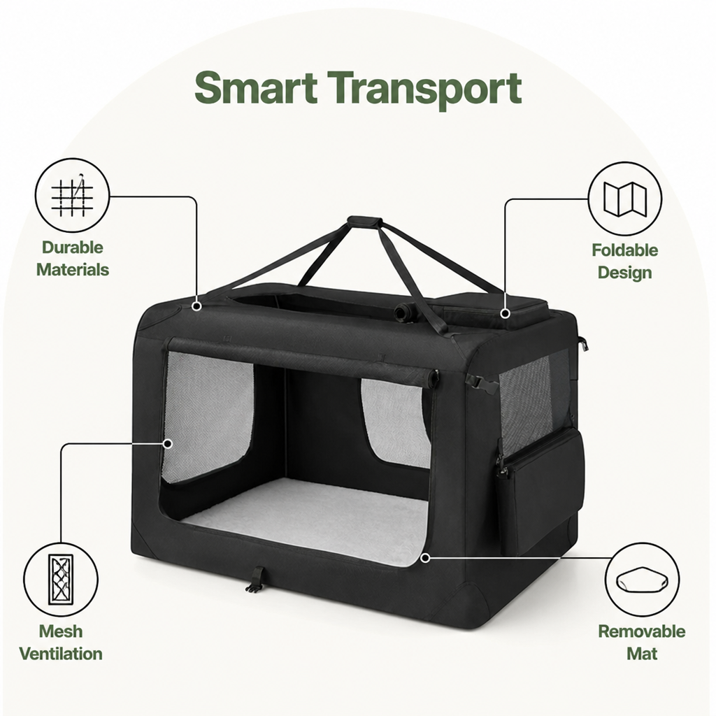 Transportín plegable para perros con estructura de acero (esterilla extraíble)