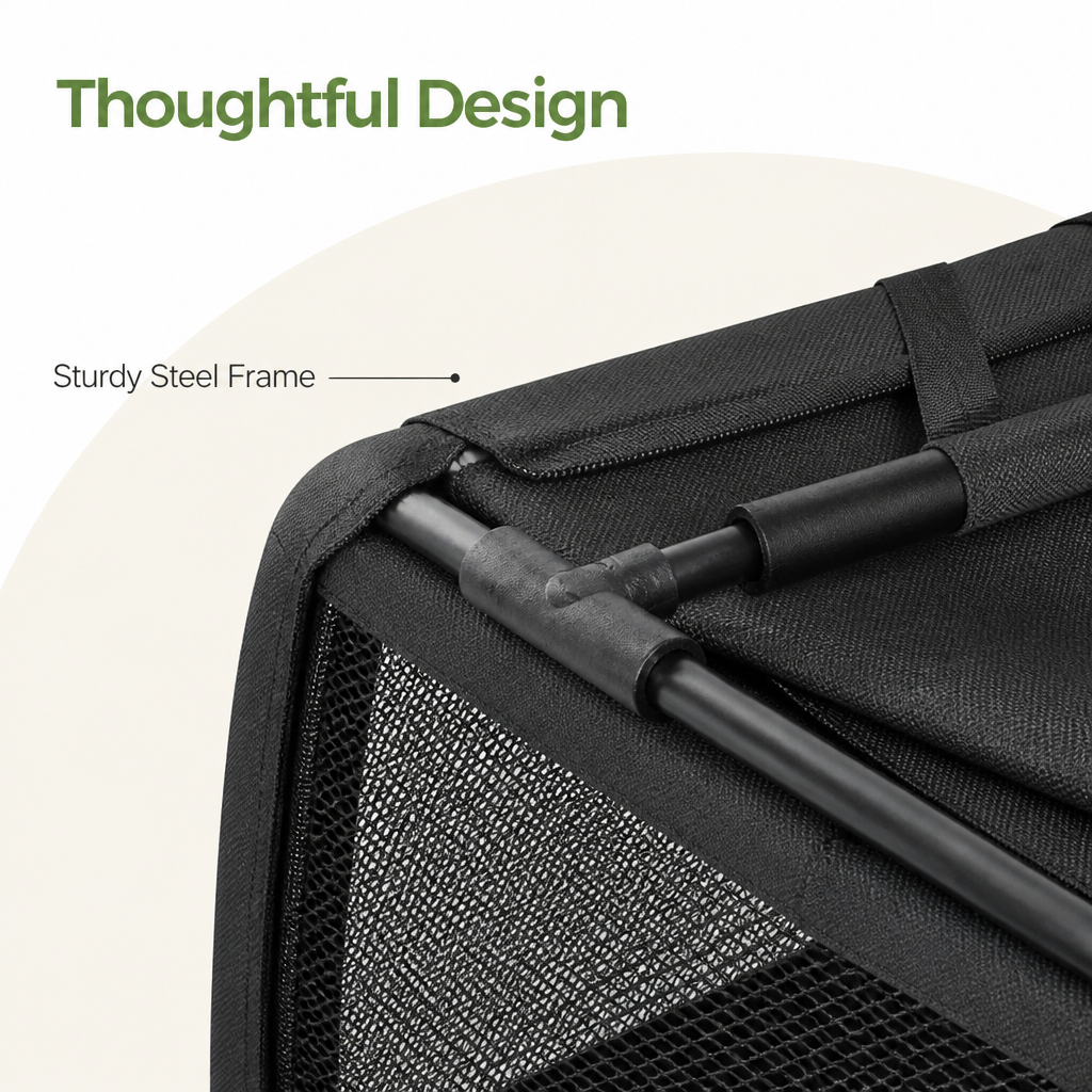 Transportín plegable para perros con estructura de acero (esterilla extraíble)