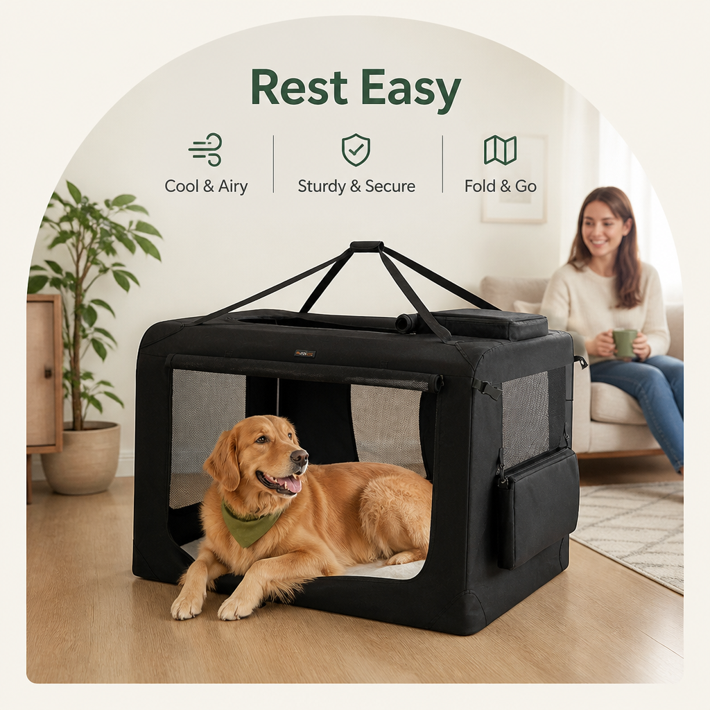 Transportín plegable para perros con estructura de acero (esterilla extraíble)