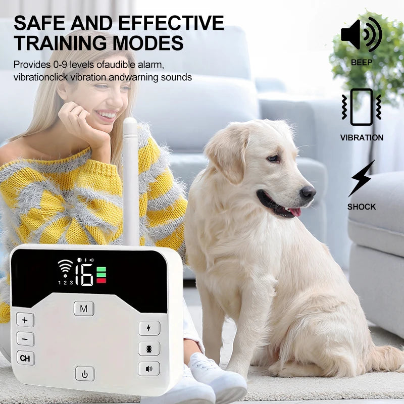 Valla invisible inalámbrica para perros y collar de adiestramiento - IP65 resistente al agua - Alcance de 300 m - Recarg