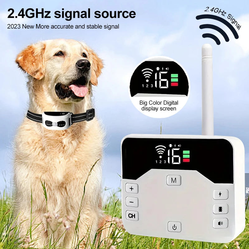 Valla invisible inalámbrica para perros y collar de adiestramiento - IP65 resistente al agua - Alcance de 300 m - Recarg