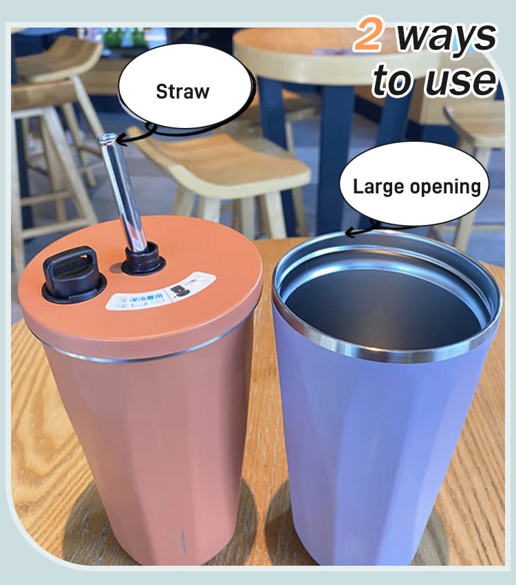 Vaso con pajita plegable