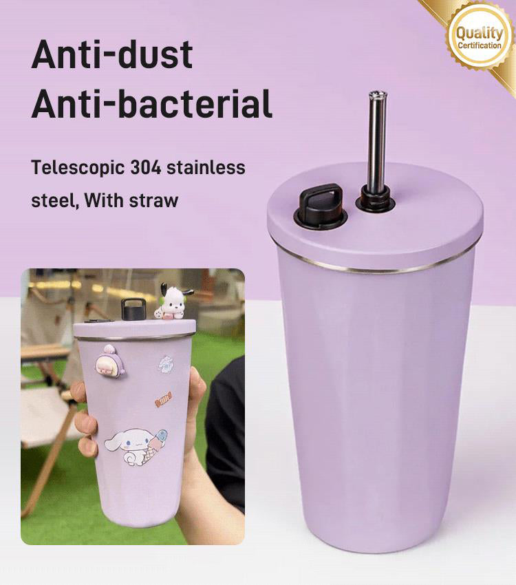 Vaso con pajita plegable