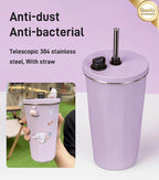 Vaso con pajita plegable