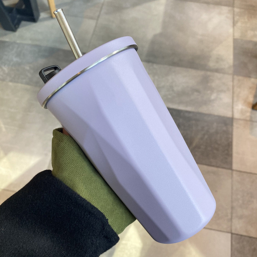 Vaso con pajita plegable