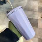 Vaso con pajita plegable
