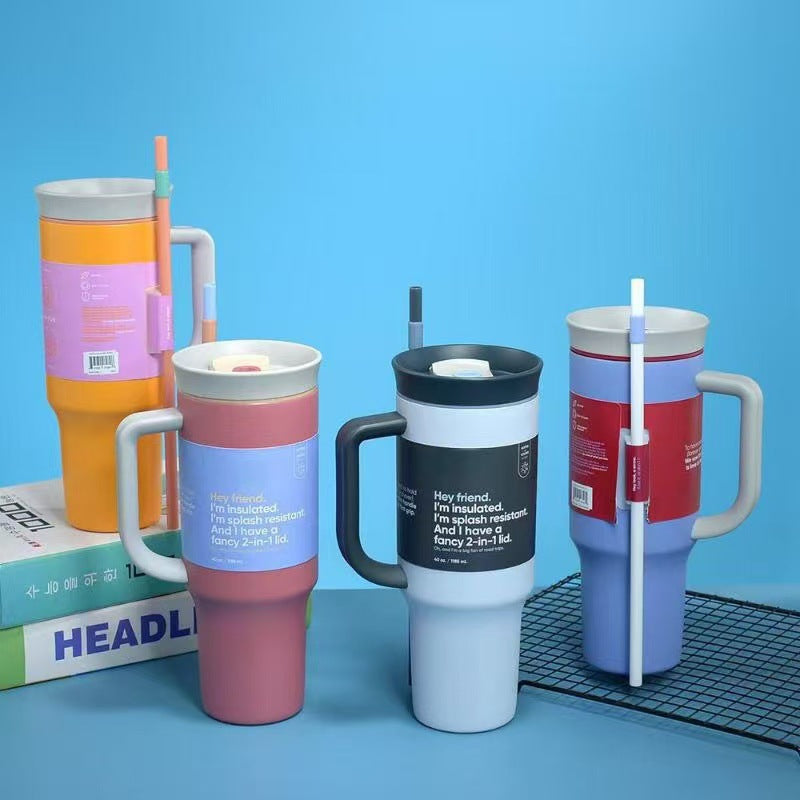 Vaso con pajita reutilizable