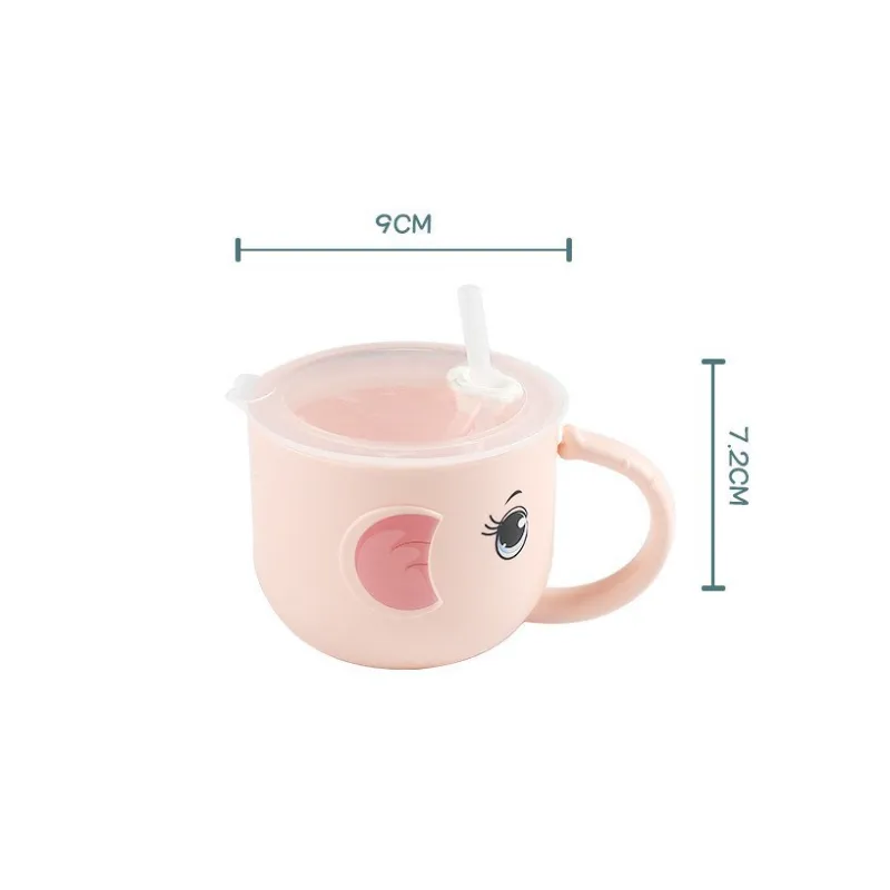 Vaso infantil con pajita y diseño de elefante