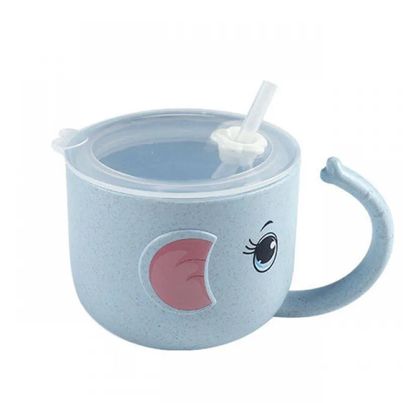 Vaso infantil con pajita y diseño de elefante