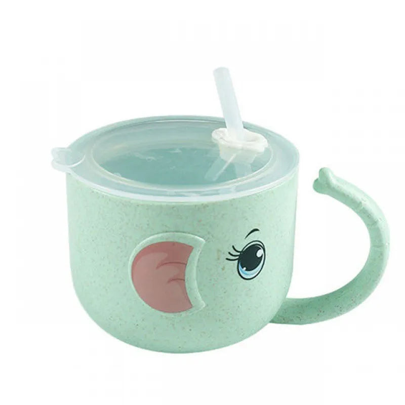 Vaso infantil con pajita y diseño de elefante