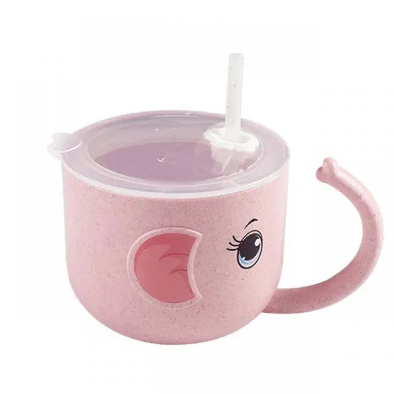 Vaso infantil con pajita y diseño de elefante