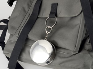 Vaso plegable telescópico de acero inoxidable con mosquetón