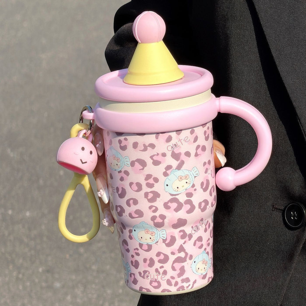 Vaso térmico con diseño de gato adorable para mujer