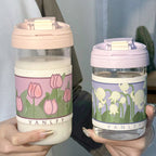 Vaso térmico con patrón floral elegante para mujer