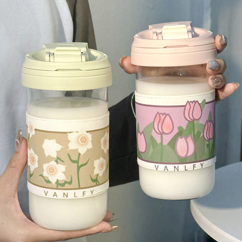 Vaso térmico con patrón floral elegante para mujer