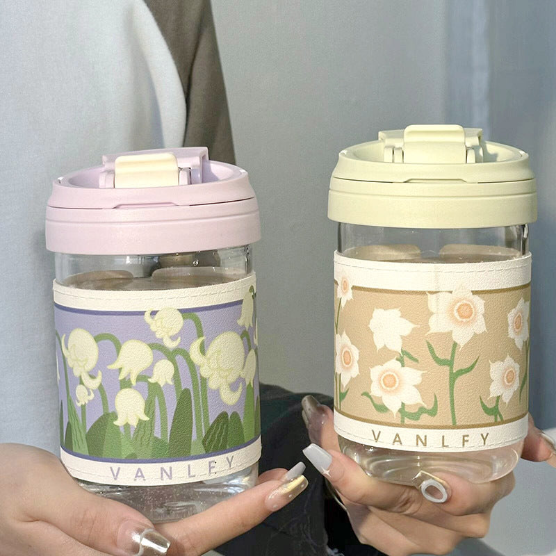 Vaso térmico con patrón floral elegante para mujer