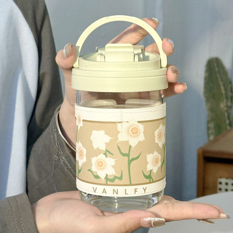 Vaso térmico con patrón floral elegante para mujer