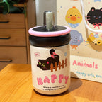 Vaso térmico con tapa abatible y diseño de gato