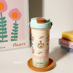 Vaso térmico con tapa abatible y diseño de perrito adorable