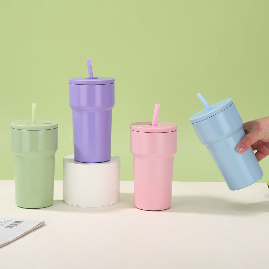 Vaso térmico unisex con tapa antipolvo y pajita